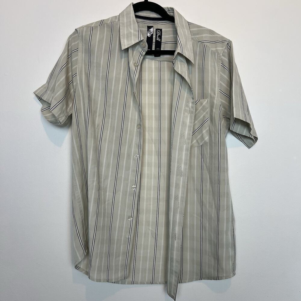 Drill mens striped button up shirt MD 90s skater grunge